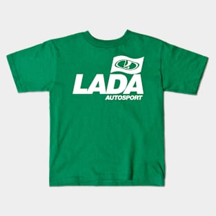 Lada Autosport with flag logo (white) Kids T-Shirt